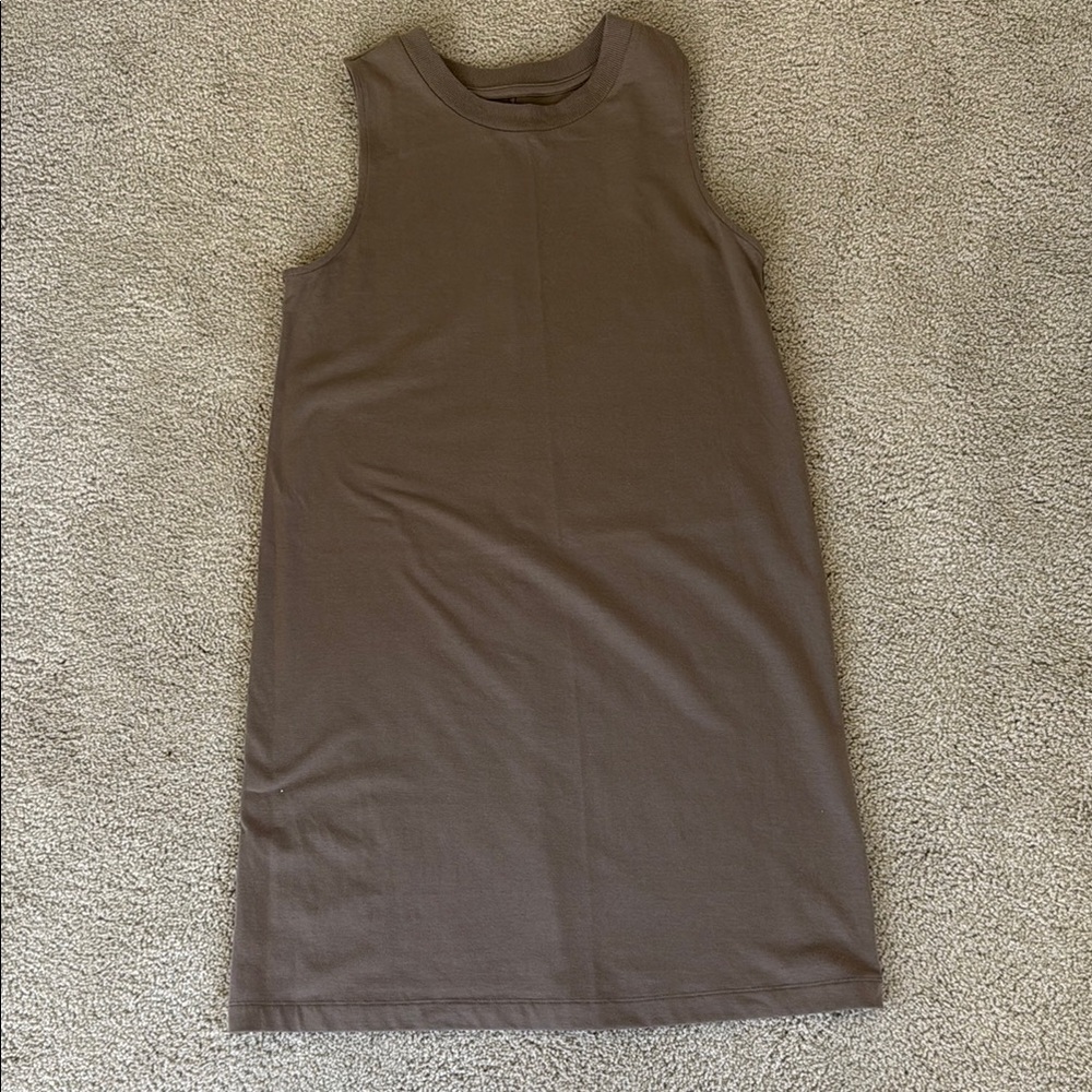 A New Day Brown Sheath Midi Dress Crew Neck Sleeveless Casual